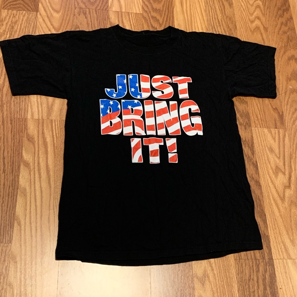 Vintage WWF 2001 THE ROCK JUST BRING IT 9/11 TRIBUTE DOUBLE SIDE T-SHIRT SIZE M